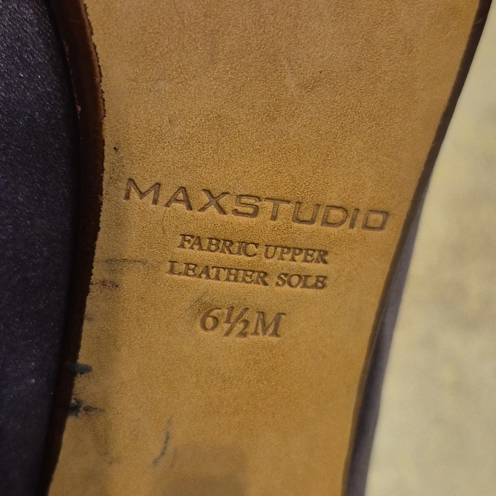MAX STUDIO satin Beaded Chiffon Ankle Strap Heels 6.5 Dusty Lilsc Open Toe Shoes
